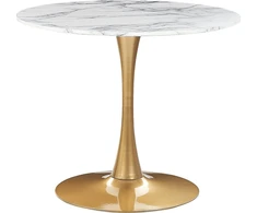 Beliani Valgomojo stalas BOCA marmuro imitacijos / auksinis 90 cm