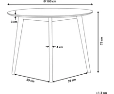 Beliani Valgomojo stalas ROXBY baltas 100 cm pušies mediena
