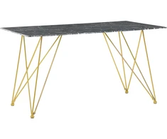 Beliani Valgomojo stalas KENTON juodo marmuro spalvos 140x80 cm grūdinto stiklo