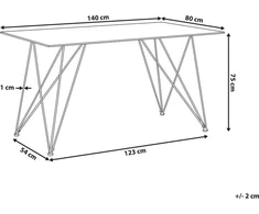 Beliani Valgomojo stalas KENTON baltas marmuras 140 cm 80 cm grūdintas stiklas