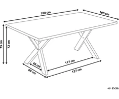 Beliani Valgomojo stalas LISALA baltas 180 cm 100 cm