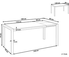 Beliani Išskleidžiamas valgomojo stalas GRANADA Juodas 120/160 cm 80 cm