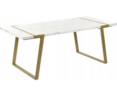 Beliani Valgomojo stalas MARTYNIKA baltas marmuras 200 cm 90 cm