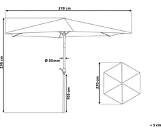 Beliani Varis sodas Umbrella Tamsusis pilkas 270 cm