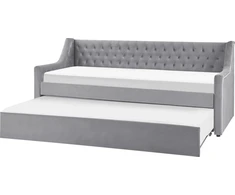 Beliani Ištraukiama lova veliūrinė MONTARGIS 90 x 200 cm šviesiai pilka