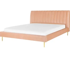 Beliani Velvetinė lova MARVILLE 180 x 200 cm persiko spalvos