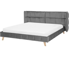 Beliani Velvetinė lova SENLIS 180 x 200 cm pilka