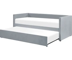 Beliani Išskleidžiama lova veliūrinė TROYES 90 x 200 cm šviesiai pilka