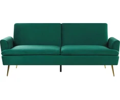 Beliani Trivietė išskleidžiama sofa VETTRE, veliūras, tamsiai žalia