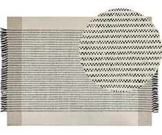 Beliani Vilnonis kilimas 140 x 200 cm smėlio ir juodos spalvos DIVARLI Lumarko!