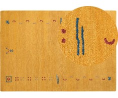 Beliani Kilimas AKALAN, geltonas, 160 x 230 cm, Gabbeh, vilna