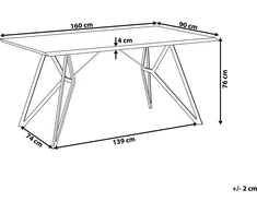Beliani Valgomojo stalas BUSCOT pilko betono efekto 160 cm 90 cm