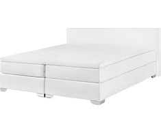 Beliani Kontinentinė lova iš dirbtinės odos PRESIDENT 180 x 200 cm balta