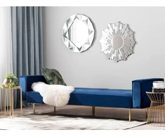 Beliani Išskleidžiama 3 vietų sofa VISNES, tamsiai mėlynas veliūras