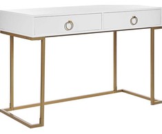 Beliani Konsolė WESTPORT balta/auksinė 115 cm 50 cm su stalčiais