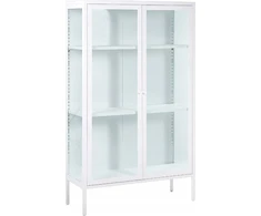 Beliani Vitrina su stiklinėmis durelėmis NASH Metal 90 cm balta