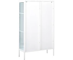 Beliani Vitrina su stiklinėmis durelėmis NASH Metal 90 cm balta