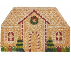 Beliani Durų kilimėlis SELATNA natūralus 45 x 75 cm Kalėdų raštas kokoso pluoštas