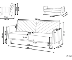 Beliani Išskleidžiama trijų vietų sofa SENJA, veliūras, smaragdinė