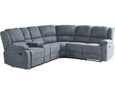 Beliani Kampinė sofa su rankine relaksacijos funkcija 5 asmenims ROKKE pilka, kairinė