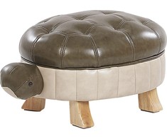 Fotelis Beliani Gyvūno formos pufas TURTLE iš dirbtinės odos, tamsiai žalias vėžlys