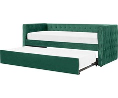 Beliani Ištraukiama veliūrinė lova GASSIN 90 x 200 cm, smaragdo spalvos