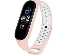 Beline apyrankė Design Mi Band 7/6/5 rožinės ir baltos spalvos