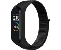 Beline apyrankė Mi Band 7/6/5/4/3 NylonLoop juodos spalvos