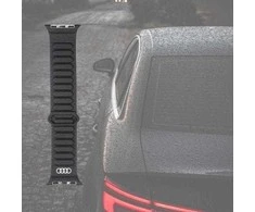 Audi Logo sintetinės odos magnetinis žiedinis dirželis Apple Watch 40/41/42 mm - Juodas