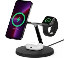 Belkinas | Pro MagSafe 3in1 belaidis įkrovimo stovas + kintamosios srovės maitinimo adapteris | PAdidinkite įkrovimą