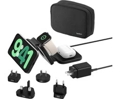Belkin BOOST CHARGE PRO QI2 3-IN-1/MAGN kelioninis įkroviklis 15W, juodas