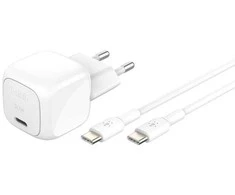 Belkin USB-C PD 30W, mažas, baltas + USB-C kabelis