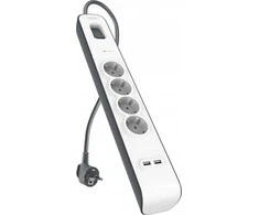 Belkin 525J, 4 Schuko lizdai, 2x USB-A, 2m