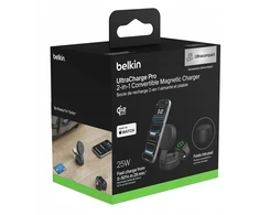 Įkroviklis Belkin UltraCharge Pro Qi2 25W magnetyczna 2w1 Grafitowa (WIZ043KQCH)