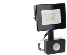 Bemko 10W LED prožektorius su judesio davikliu KASTEL, juodas, 6000K, IP65