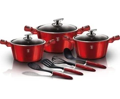 PUODŲ RINKINYS 10 Vnt. BERLINGER HAUS METALLIC LINE BURGUNDY BH-6150