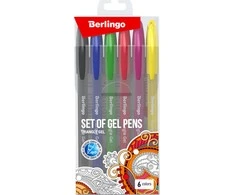 Berlingo, Rinkinys geliniai rašikliai, spalva, 6 vnt, 0,5 mm, Triangle gelis