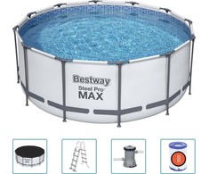 Bestway karkasinis baseinas su filtravimo pompa ir priedais, 3.66 x 1.22 m, pilkas, apvalus
