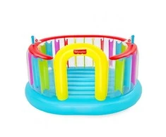 Bestway Fisher-Price Bouncetopia pritūpimo lėkštė su įmontuotu siurbliu, 85 kg, 3 metai, Įmontuotas oro siurblys, Įvairių spalvų, 10,1kg