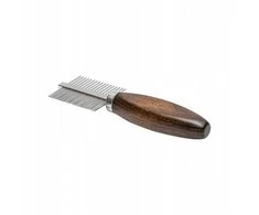 Beta Tools Išskirtinės dvipusės šukos gyvūnams, su metaliniu antgaliu, pagamintos iš buko medienos, matmenys 3,8 x 12,6 cm