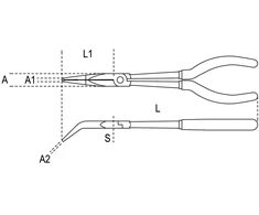 „Beta Tools“ ilgos, lenktos, pusapvalės replės, 273 mm, PVC dengtos rankenos (010090009)