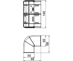 Bettermann Išorinės judamosios kampinės detalės Rapid 45-2 kanalui 140 mm baltos (6113230)