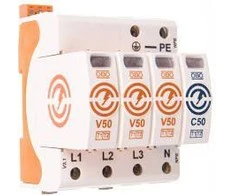 OBO Bettermann 5093533 Viršįtampių ribotuvas B+C 1+2 tipas 3P+N 12,5kA 280V V50-3+NPE+FS-280 5093533