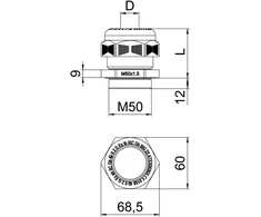 Bettermann Poliamido kabelio sandariklis Ex M50 IP68 juodas VTEC EX M50 SW 2050374