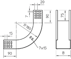 Bettermann Vertikalus latakų lankas 90 laipsnių 300 x 60 RBV 630 S FS (7007017)