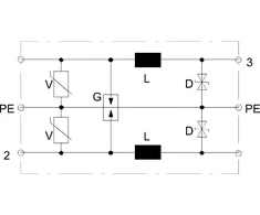 Bettermann Viršįtampių ribotuvas dvilaidžių sistemų 86VAC / 122VDC 2,5 kA 5kV FLD2-110 (5098859)