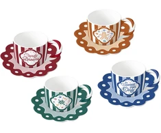 Rinkinys filiżanek ze spodkiem 4 vnt NCANDY003 BIALETTI