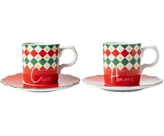 Bialetti Set 2 filiżanki wraz ze spodkami Tricolore (TRICOL01)