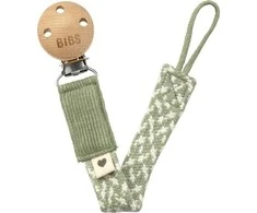 Mushie BIBS čiulptuko laikiklis BRAID, Sage/Ivory