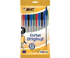 Rašiklis Bic Cristal Original, 10 vnt., įvairių spalvų, 1.0 mm